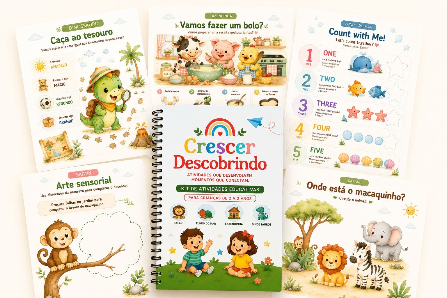 Crescer Descobrindo - kit de atividades para crianças de 2 a 3 anos